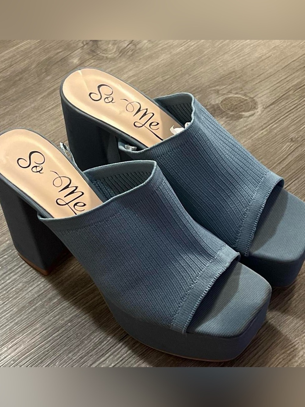So Me Blue Women's Open-Toe Heels